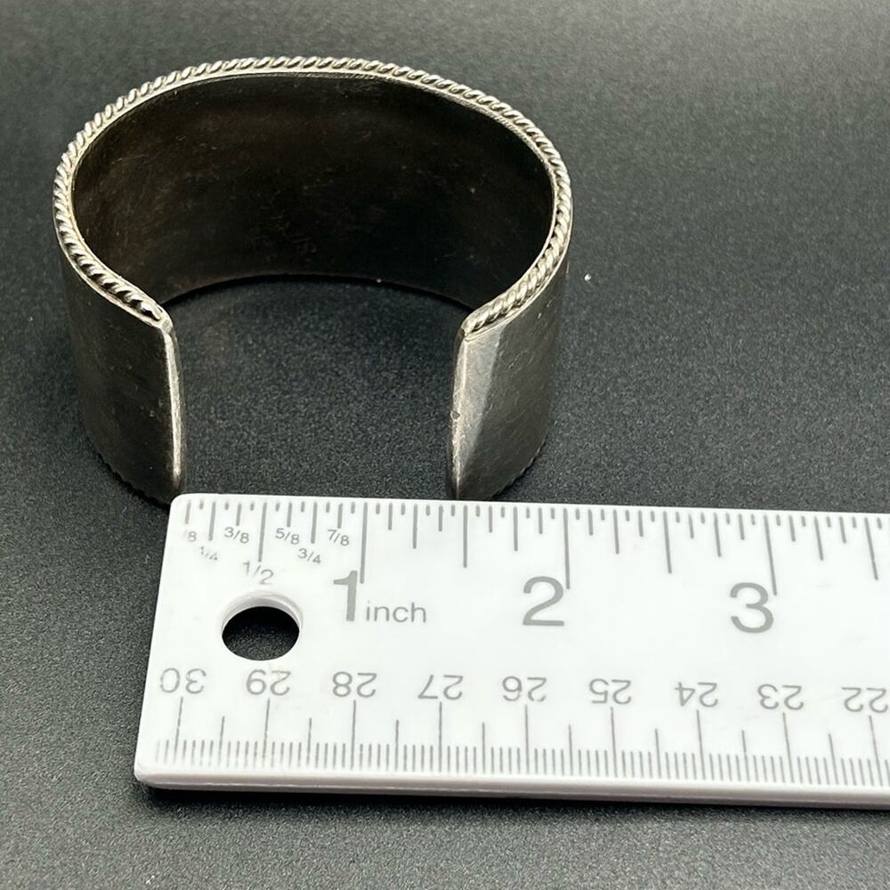 925 Sterling silver coral MOP inlay cuff bracelet #396 Native American Zuni 125g - Picture 11 of 16